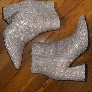 Target Sparkling Silver Ankle Booties 8.5